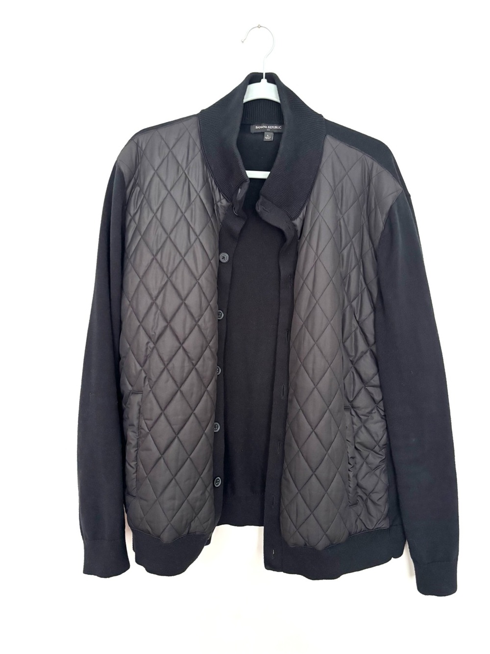 Banana Republic Black Quilted-Front Jacket Size Large